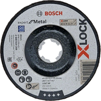 BOSCH 125x22,23mm brusný kotouč na kov Expert for Metal (6 mm) -  X-LOCK / M14