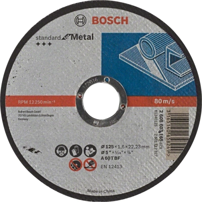 BOSCH 125x22,23mm řezný kotouč na kov Standard for Metal (1.6 mm)