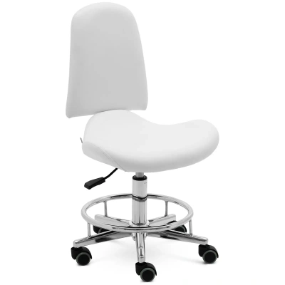 Otočná židle na kolečkách s opěradlem 44–58 cm 150 kg bílá - Taburety na kolečkách physa