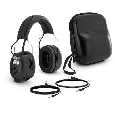 Pracovní sluchátka s Bluetooth mikrofon LCD displej baterie černá barva - Ochranné pracovní pomůcky MSW