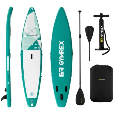 Nafukovací stand up paddleboard 120 kg zelená sada s pádlem a příslušenstvím - Vodní sporty Gymrex