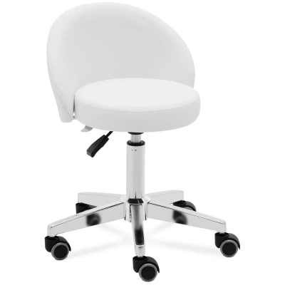 Otočná židle na kolečkách s opěradlem 43–57 cm 150 kg bílá - Taburety na kolečkách physa