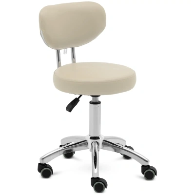 Otočná židle na kolečkách s opěradlem 46–60 cm 150 kg tmavě béžová - Taburety na kolečkách physa