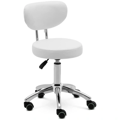 Otočná židle na kolečkách s opěradlem 46–60 cm 150 kg bílá - Taburety na kolečkách physa