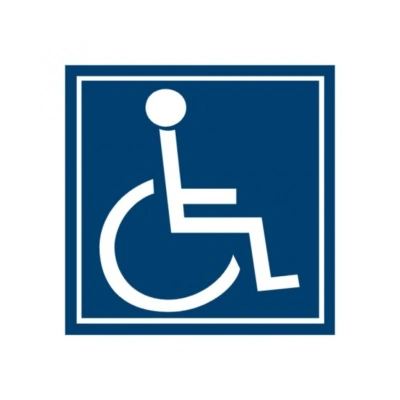 Bezpečnostní značky DT028I 10x10cm fólie Symbol zařízení nebo prostoru pro osoby na vozíku