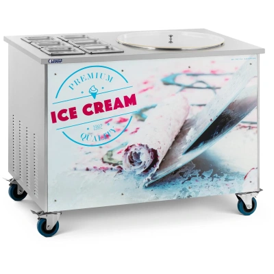 Stroj na rolovanou zmrzlinu thajská zmrzlina Ø 50 x 2,5 cm 6 nádob s víky - Stroje na rolovanou zmrzlinu Royal Catering