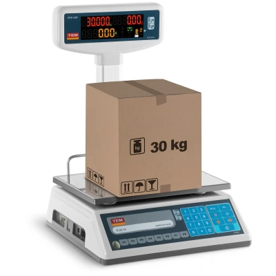 Obchodní váha s oboustranným LED displejem 15 kg/5 g 30 kg/10 g - Obchodní váhy TEM