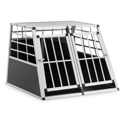 Přepravní box pro psa hliník sešikmený tvar 95 x 85 x 70 cm s přepážkou - Potřeby pro domácí mazlíčky Wiesenfield