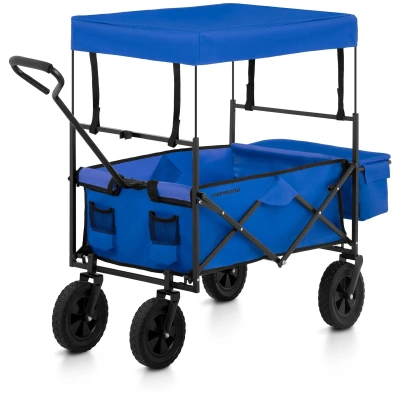 Skládací vozík se stříškou modrý 100kg - Zahradní vozíky Uniprodo