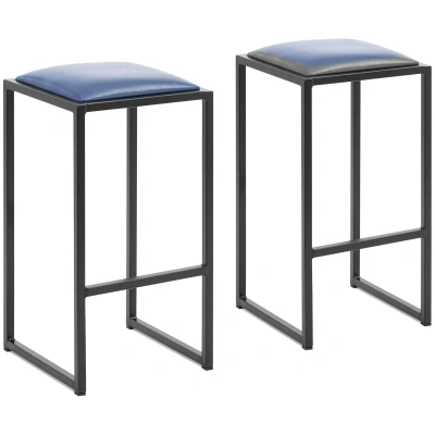 Barová stolička sada 2 ks černá/modrá s polstrováním - Vybavení baru Royal Catering